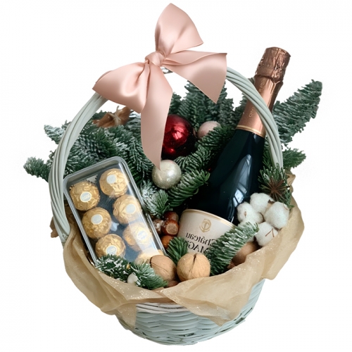 Новогодняя корзина "Вино и сладости"